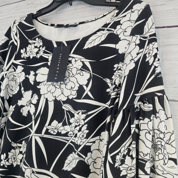 bryn Walker Dresses & Skirts - bryn WALKER L Large Lantern Long Sleeve Dress Black & White Floral NWT $210 L803